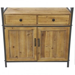 Pin and Metal Industrial Style Shelf - 4 Levels, 2 Drawers, 2 Storage Beach
