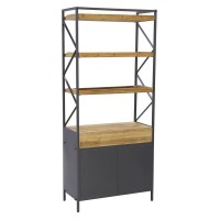 Prateleira de estilo industrial de metal e metal - 4 níveis, 2 gavetas, 2 beach de armazenamento
