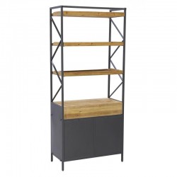 Prateleira de estilo industrial de metal e metal - 4 níveis, 2 gavetas, 2 beach de armazenamento