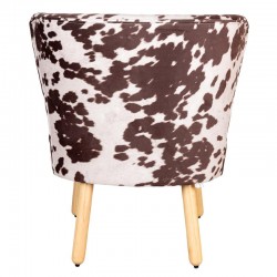 Fauteuilsontwerp imitatie koeienhuid bruin en beige koe - Comfortabel zitten en witte rustieke chique stijl