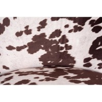 Fauteuil Design Imitation Peau de Vache Brun et Beige - Assise Confortable et Style Boisé Rustique Chic