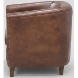 Poltrona de clube de couro de búfalo de flores completas, assento vintage high-end, conforto absoluto e elegância intemporal