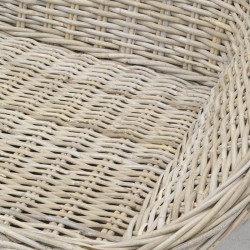 Runda fåtölj i grå pol med mjuk kudde - Rattan Rattan flätad naturlig design för vardagsrum och terrass