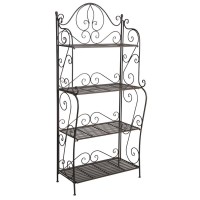 Scaffale a 4 livelli forgiato in metallo - Stile retrò e guadagno quadrato