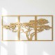 Tableau Arbre de Vie Triptyque en Bois Doré Gravé - Décoration Murale Artisanale et Sculptée pour Salon