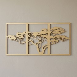 Trittico Living Trittych Table in legno inciso in legno - Arredamento a parete a mano e intagliato per salone