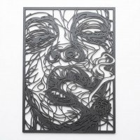 Tabell Veggdekorasjon Face Relief Black - Wood Gravering Design