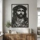 Veggbord Jesus Kristus Gravert Tre - Elegant Svart Relief Sculpture & Popular Sacred Art