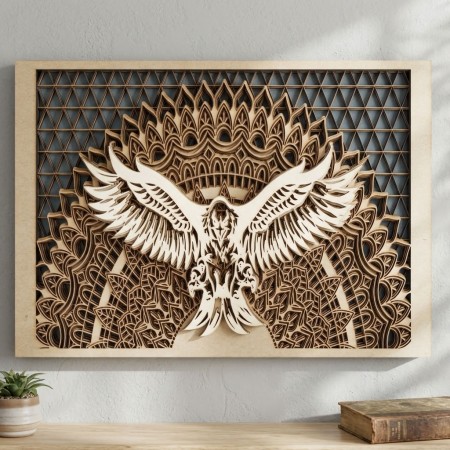 Wall-mounted table Eagle engraved: sculpture Wild art in relief - Wall decoration Design Nature