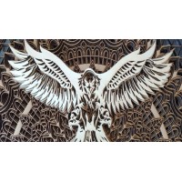 Wand-gemonteerde tafel Eagle gegraveerd: sculptuur wilde kunst in reliëf - wanddecoratie ontwerp natuur
