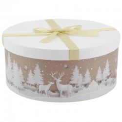 Set di 2 scatole regalo rotonde con coperchio per il tronco: imballaggio di decollo di Natale e stoccaggio chic
