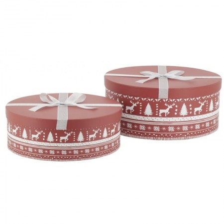 Set di 2 scatole regalo di cartone con i coperchi del modello Jacquard: Scatole di sollevamento e imballaggi festivi