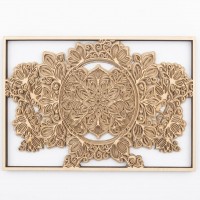 MUBLA WOOD WALL TABLE CUTY: FLOWER MANDALA SCULPTION LASER RELIEF - ZEN WALL DECO & CHIC DESIGN