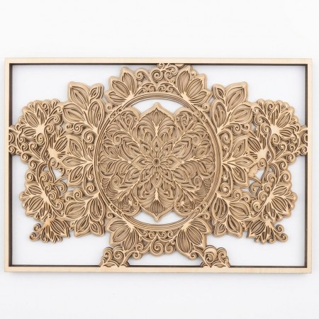 Mubla Trä väggbord Cuty: Blomma Mandala Sculption Laser Relief - Zen Wall Deco & Chic Design