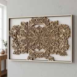 Tavolo da parete in legno MUBLA CUTY: Flower Mandala Sculption Sollievo laser - Zen Wall Deco & Chic Design
