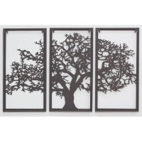 Wall Decoration Baobab Metal Triptych: Metal Tables Silhouette Life Tree Large Black Design Format