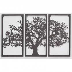 Wall Decoration Baobab Metal Triptych: Metal Tables Silhouette Life Tree Large Black Design Format