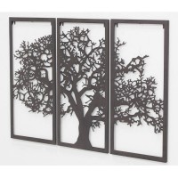 Wanddekoration Baobab Metall Triptychon: Metalltische Silhouette Life Tree Große Schwarz Designformat