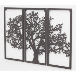 Wall Decoration Baobab Metal Triptych: Metal Tables Silhouette Life Tree Large Black Design Format