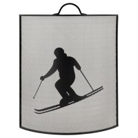 Metal Peis Brannmur Skier Innredning: Beskyttende Grid Stove & Screen Anti-Sparkle Design Mountain Chalet