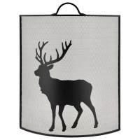 Metal Fireplace Firewall Decor Cerf: Fireplace Protective Grid & Sparking Screen Design Rustic Nature