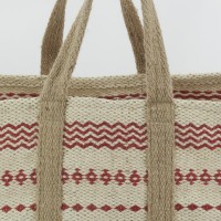 Rechthoekige logboektas Natural & Rood Rechthoekig: Winkelwagen Log Deur 100% Jute voor open haard & massief houtkachel