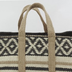 Suorakulmainen log laukku Luonnollinen jutti & sävytetty kuvio Etnik: Puupohja 100% JUTE & CABAS kuljetus takka Design