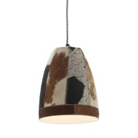 Lámpara Suspension Cow Skin Ø21 H30 cm: Lámpara de chandelier Shade de piel genuina y diseño de techo rústico Chic