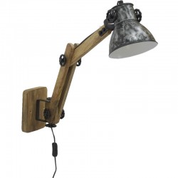 Recycled Wood & Metal Articulated Wall Lamp: Vintage Industrial Design For Living Room and Room