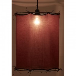 Round lampeskærm Red Cotton Bourgogne Ø 35 H 40 cm: Stor cylindrisk lampeskærm til lampe og suspension