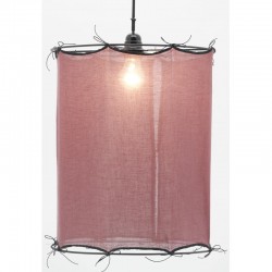 Round lampshade red cotton burgundy Ø 35 h 40 cm: Large cylindrical lampshade for lamp & suspension