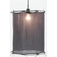 Runder Schatten Baumwollgrau Ø 35 H 40 cm: Graue zylindrische Lampenschirm Süße Baumwolle für die Installation und Suspension