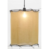 Abat-Jour Rond Coton Jaune Safran : Lampe Suspension & Chevet Cylindrique Moutarde pour Éclairage Déco Chaleureux