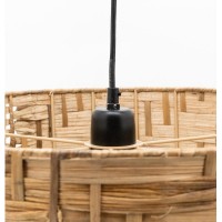 Série de 3 grandes suspensions rondes en jonc de mer naturelle : luminaire artisanal bohème et abat-jour tressé suspendu