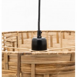 Serie av 3 store runde suspensjoner i naturlig sesong: Artisanal Bohemic Light og flettet oppgradert lampespage