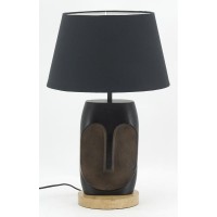 Pied de Lampe Aluminium Noir Design Visage Socle Manguier : Lampe à Poser Sculpturale Moderne & Élégante