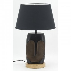 Pied de Lampe Aluminium Noir Design Visage Socle Manguier : Lampe à Poser Sculpturale Moderne & Élégante