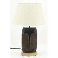 Pied de Lampe Aluminium Noir Design Visage Socle Manguier : Lampe à Poser Sculpturale Moderne & Élégante