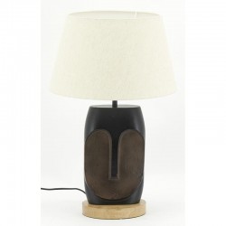 Pied de Lampe Aluminium Noir Design Visage Socle Manguier : Lampe à Poser Sculpturale Moderne & Élégante