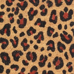 Coconut Natural Leopard Natural & Vermelho: esteira de entrada original antiderrapante, pérola ao ar livre