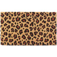 Coconut Natural Leopard Natural & Red: Non-slip original inlet mat, outdoor pearl