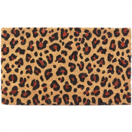 Coconut Natural Leopard Natural & Red: Non-slip original inlet mat, outdoor pearl