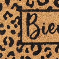Padrão de leopardo de fibra de coco natural: tapete de entrada ao ar livre e antiderrapante íntimo original chique