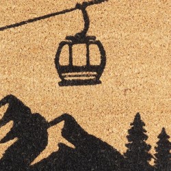 Paillasson Oval Fibre de Coco Naturelle Décor Télécabines : Tapis d'Entrée Chalet de Montagne & Essuie-Pieds Antidérapant