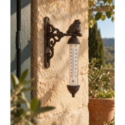 Gusseisen-Wandthermometer und Glasdekor zum Fixieren: Rustikale äußere Innenraumtemperaturanzeige
