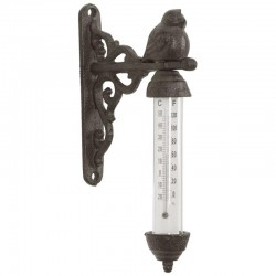 Cast iron wall thermometer and glass decor to fix: rustic outer indoor interior temperature indicator