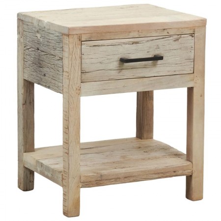 Blanchi recycled wooden night table with 1 drawer bedside rustic chic vintage