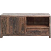Gabinete de TV rectangular reciclado de madera buffet de madera bajo 1 puerta 1 cajón de almacenamiento