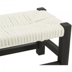 Schwarz getönte hölzerne Fußstütze & weißer Baumwollstuhl: Chic Designer & Hocker