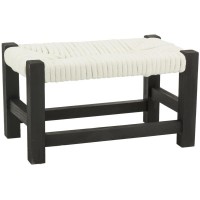 Bolte de madeira preto preto e assento de algodão branco: design de chique e banquinho